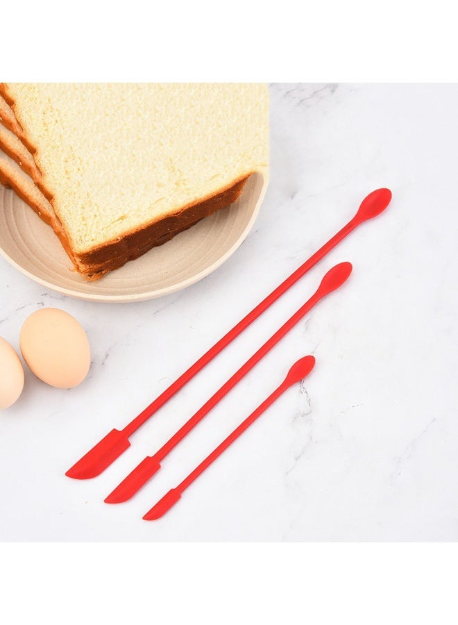 silicone Spatulas | Cake Baking Tools | Mini Silicone Spatula | Long-handled Heat-resistant Spatula | Suitable for kitchen, baking, and cake decorating.3pcs per set,red color,big size:30.5cmx1.5cm,middle size:23.5cmx1.2cm,small size:15.5cmx0.8cm - Image 2